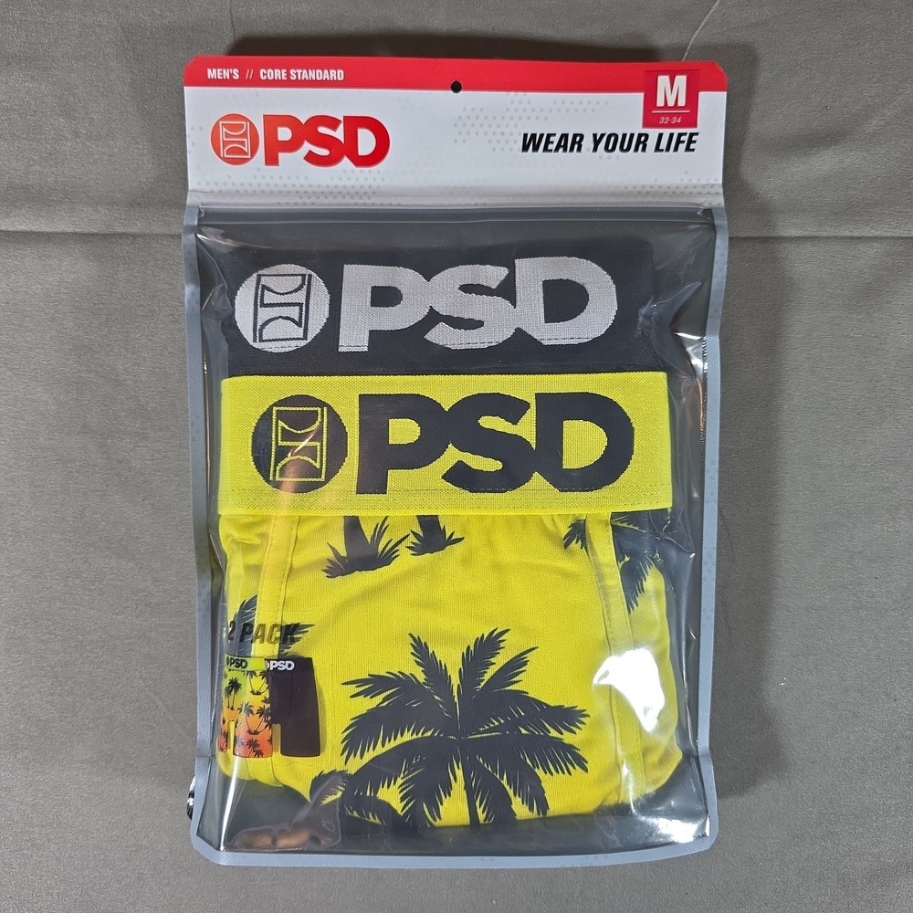 PSD Men's Tropic Sunrise Print Briefs 2pk Palm Sunrise Black Size M NWT